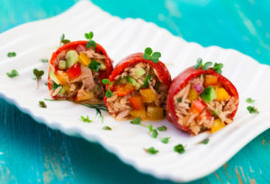 Red peppers stuffed